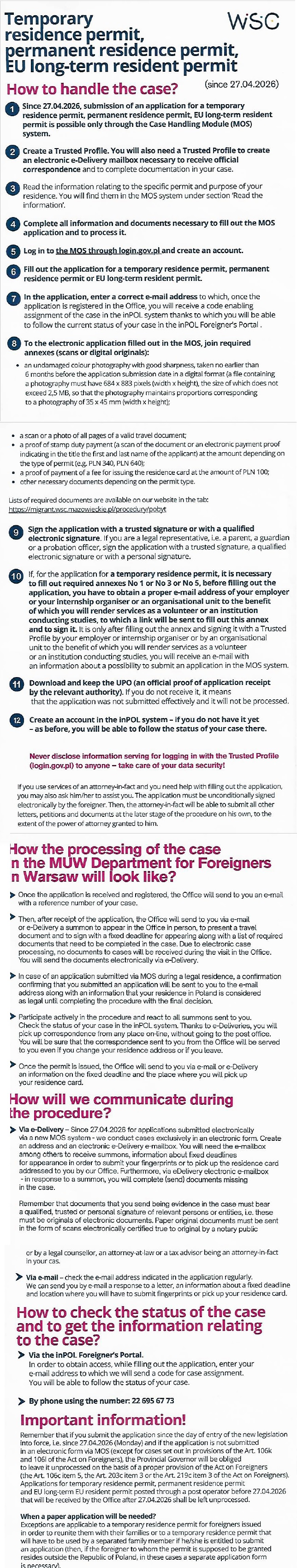 Temporary Residence Permit- new rules (MOS)